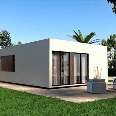 Parcel·la i casa modular en construcció a Cornellà del Terri